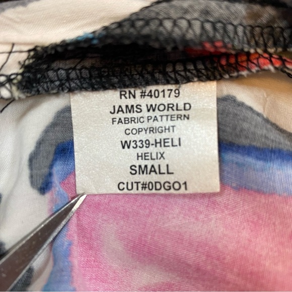 Jams World Short Cap Sleeve Dress Size S Abstract Black Multicolor Print V-Neck - Picture 9 of 12